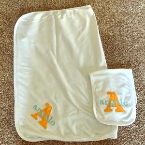 Custom Angelo blanket and burp cloth